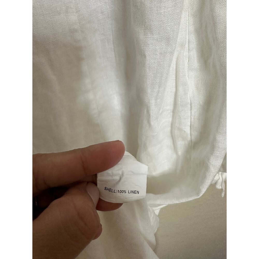 DISSH Aisle White Linen Bow Midi Dress size US6 Square Neck Tie Shoulder - Picture 9 of 13